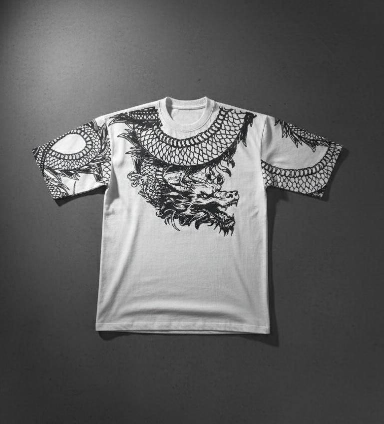 White Dragon Graphic Oversized T-Shirt