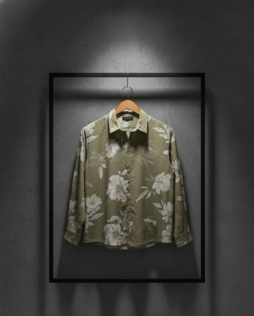 Signature Floral Shirt - Olive Bloom