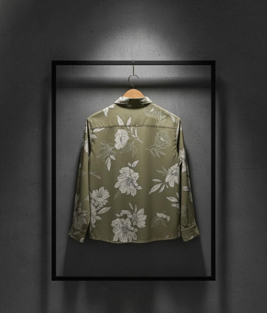 Signature Floral Shirt - Olive Bloom